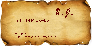 Uti Jávorka névjegykártya